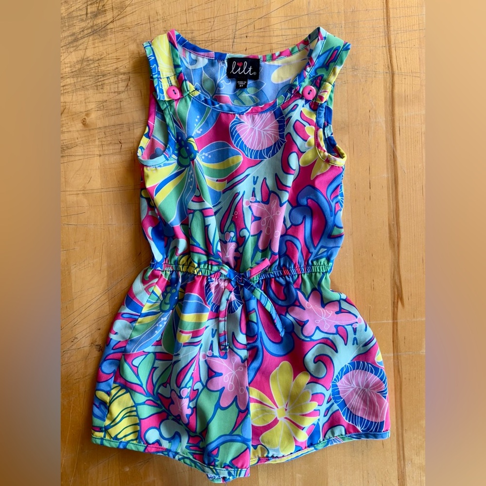 EUC Lilt Colorful Tropical Toddler Romper 3T